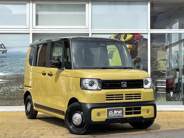 ホンダ Ｎ ＢＯＸ JOY 道北・旭川 2024(令6)年 0.1万km未満 黄 ワンオーナー/チェック柄シート/前席シートヒーター/プッシュスタート/スマートキー/LEDヘッドライト/片側パワースライドドア/フロアマット