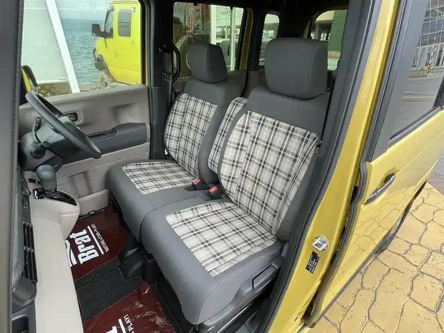 ホンダ Ｎ ＢＯＸ JOY 道北・旭川 2024(令6)年 0.1万km未満 黄 ワンオーナー/チェック柄シート/前席シートヒーター/プッシュスタート/スマートキー/LEDヘッドライト/片側パワースライドドア/フロアマット