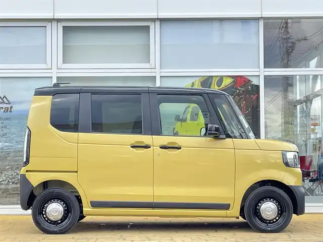 ホンダ Ｎ ＢＯＸ JOY 道北・旭川 2024(令6)年 0.1万km未満 黄 ワンオーナー/チェック柄シート/前席シートヒーター/プッシュスタート/スマートキー/LEDヘッドライト/片側パワースライドドア/フロアマット