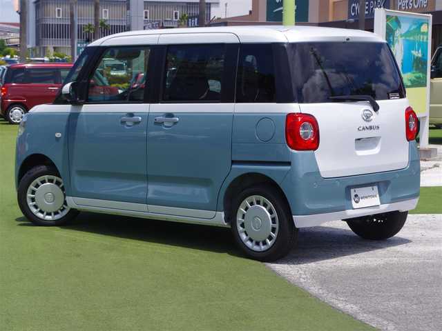 ダイハツ ムーヴ キャンバス ストライプス X 千葉県 2024(令6)年 0.3万km シャイニングホワイトパール/レイクブルーメタリック スマートアシストIII/エコアイドル/両側パワースライドドア/純正メモリーナビ/地デジTV/【DVD/CD再生機能　Bluetooth接続】/バックカメラ/ドライブレコーダー/コーナーセンサー/サイド/カーテンエアバッグ/キーフリーシステム
