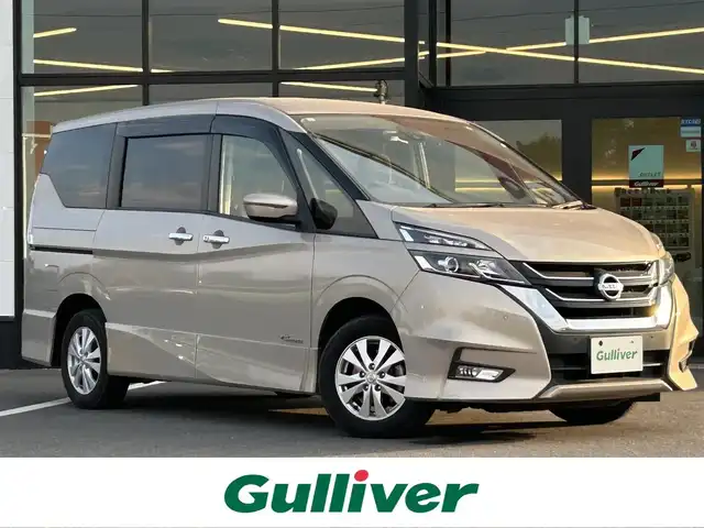 日産 セレナ ハイウェイスター プロパイロットED 栃木県 2017(平29)年 7.5万km カシミヤグレージュ ４WD/エマージェンシーブレーキ/プロパイロット/純正9インチナビ/フルセグTV/Bluetooth/DVD/Blu-ray/USB/TVキャンセラー/純正フリップダウンモニター/両側ハンズフリーパワースライドドア/バックカメラ/ETC/LEDヘッドライト/ドアバイザー/アイドリングストップ/横滑り防止装置/純正15インチAW