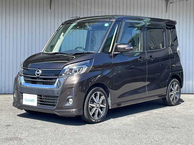 日産 デイズ ルークス ハイウェイスターX 長野県 2019(令1)年 1.7万km アッシュブラウンM ４WD/メモリナビフルセグTV/アラウンドビューモニター/エマージェンシーブレーキ/両側パワースライドドア/ハーフレザーシート/ドライブレコーダー /ETC/純正15インチアルミ/踏み間違い防止/LEDヘッドライト
