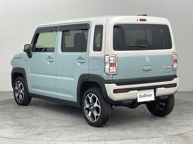 スズキ ハスラー HYBRID X 道央・札幌 2024(令6)年 0.7万km オフブルーメタリック/ソフトベージュメタリック ・４WD/・カロッツェリアDA（FH-DVS8500）/　CD/DVD/USB/Bluetooth/・ステアリングスイッチ/・社外エンジンスターター/・バックカメラ/・デュアルカメラブレーキサポート/・衝突被害軽減ブレーキ/・レーンキープアシスト/・クリアランスソナー/・レーダークルーズコントロール/・横滑り防止装置/・ABS/・グリップコントロール/・スノーモード/・ダウンヒルアシストコントロール/・アイドリングストップ/・オートマチックハイビーム/・オートライト/・LEDヘッドライト/・LEDフォグランプ/・ドアミラーウィンカー/・D+N席シートヒーター/・ドアバイザー/・フロアマット/・シートバックテーブル/・純正１５インチAW/・プッシュスタート/・スマートキー/・スペアキー/・取/保