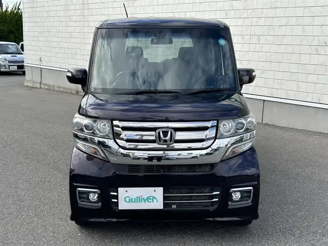 ホンダ Ｎ ＢＯＸ カスタム G ターボ Lパッケージ 山形県 2015(平27)年 8.7万km プレミアムベルベットパープル・パール 4WDターボ/両側パワースライドドア/社外ナビフルセグ/バックカメラ/純正アルミ/スマートキー/アイドリングストップ/プッシュスタート/クルーズコントロール/ステアリングスイッチ/前席シートヒーター/パドルシフト/ETC/純正フロアマット/オートライト/オートエアコン/寒冷地仕様/電動格納ウィンカーミラー