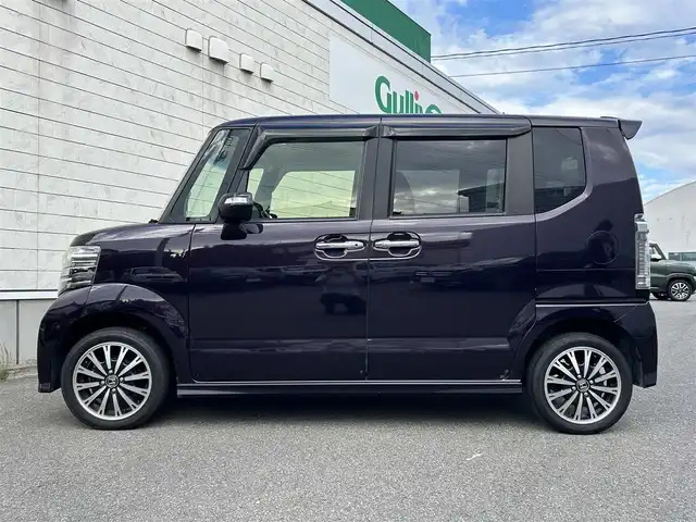 ホンダ Ｎ ＢＯＸ カスタム G ターボ Lパッケージ 山形県 2015(平27)年 8.7万km プレミアムベルベットパープル・パール 4WDターボ/両側パワースライドドア/社外ナビフルセグ/バックカメラ/純正アルミ/スマートキー/アイドリングストップ/プッシュスタート/クルーズコントロール/ステアリングスイッチ/前席シートヒーター/パドルシフト/ETC/純正フロアマット/オートライト/オートエアコン/寒冷地仕様/電動格納ウィンカーミラー