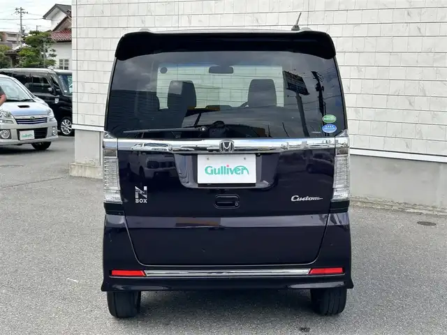 ホンダ Ｎ ＢＯＸ カスタム G ターボ Lパッケージ 山形県 2015(平27)年 8.7万km プレミアムベルベットパープル・パール 4WDターボ/両側パワースライドドア/社外ナビフルセグ/バックカメラ/純正アルミ/スマートキー/アイドリングストップ/プッシュスタート/クルーズコントロール/ステアリングスイッチ/前席シートヒーター/パドルシフト/ETC/純正フロアマット/オートライト/オートエアコン/寒冷地仕様/電動格納ウィンカーミラー