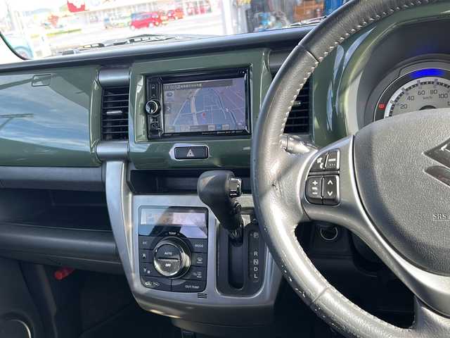 スズキ ハスラー Jスタイル 岐阜県 2015(平27)年 13.9万km クールカーキパールメタリック/ホワイト2トーンルーフ 登録時走行距離138437km/社外ナビ/バックモニター/ワンセグテレビ/シートヒーター/ツートンカラー/純正フロアマット/Ｂｌｕｅｔｏｏｔｈ接続/プッシュスタート/スマートキー/オートエアコン/ABS/横滑り防止装置/レーンキープアシスト/オートライト/LEDヘッドライト/エアバッグ