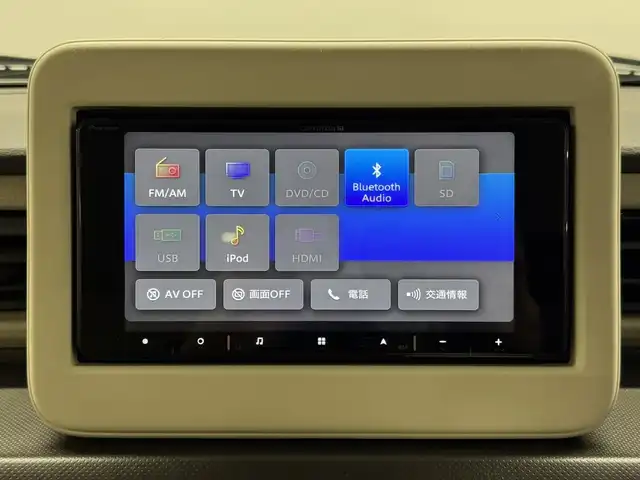 スズキ ラパン L 三重県 2024(令6)年 0.6万km オフブルーM ガソリン/FF/インパネCVT/カロッツェリア 7インチナビ AVIC-RW821-D/（FM/AM/TV/CD/DVD/Bluetooth/SD/USB/iPod/HDMI）/安全装備/・デュアルカメラブレーキサポート/・車線逸脱警報機能/・ふらつき警報機能/・誤発進抑制機能/・後方誤発進抑制機能/・リヤパーキングセンサー/・後退時ブレーキサポート/・標識認識機能（車両進入禁止、はみ出し通行禁止、最高速度、一時停止）/・ハイビームアシスト/など/装備/・シートヒーター（D）/・オートエアコン/・オートライトシステム/・LEDヘッドライト（ハイ/ロー）/・プッシュスタート/・ステアリングスイッチ/・電動格納ドアミラー/・純正ホイールキャップ＆14インチスチールホイール/・保/・スマートキーx1/など