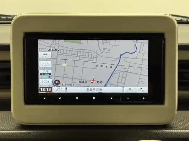 スズキ ラパン L 三重県 2024(令6)年 0.6万km オフブルーM ガソリン/FF/インパネCVT/カロッツェリア 7インチナビ AVIC-RW821-D/（FM/AM/TV/CD/DVD/Bluetooth/SD/USB/iPod/HDMI）/安全装備/・デュアルカメラブレーキサポート/・車線逸脱警報機能/・ふらつき警報機能/・誤発進抑制機能/・後方誤発進抑制機能/・リヤパーキングセンサー/・後退時ブレーキサポート/・標識認識機能（車両進入禁止、はみ出し通行禁止、最高速度、一時停止）/・ハイビームアシスト/など/装備/・シートヒーター（D）/・オートエアコン/・オートライトシステム/・LEDヘッドライト（ハイ/ロー）/・プッシュスタート/・ステアリングスイッチ/・電動格納ドアミラー/・純正ホイールキャップ＆14インチスチールホイール/・保/・スマートキーx1/など