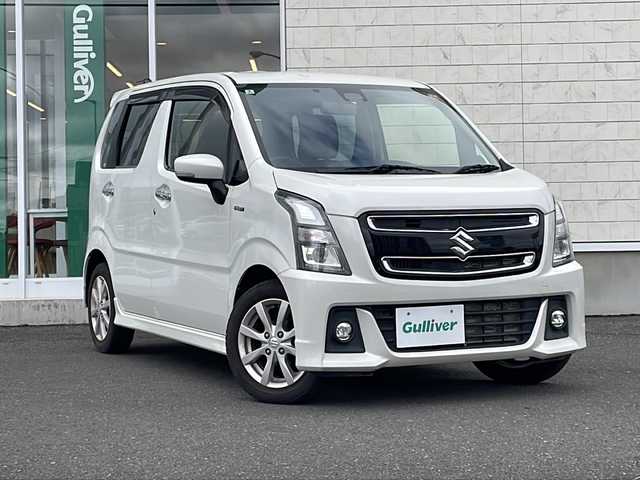 スズキ ワゴンＲ スティングレー HYBRID X 岩手県 2018(平30)年 3.8万km ピュアホワイトP ワンオーナー/社外ディスプレイオーディオ/AM/FM/CD/DVD/Bluetooth/バックカメラ/ドライブレコーダー/衝突被害軽減ブレーキ/レーンキープアシスト/横滑り防止装置/アイドリングストップ/シートヒーター/オートライト/LEDヘッドライト/フォグランプ/スマートキー/プッシュスタート/電動格納ミラー/純正１４インチAW/純正フロアマット/純正ドアバイザー/エンジンスターター/ヘッドアップディスプレイ