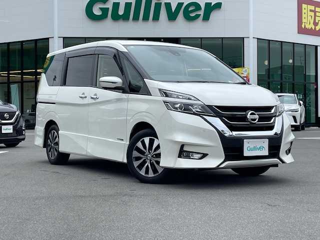 日産 セレナ ハイウェイスターVセレクションⅡ 長野県 2019(平31)年 5.3万km ブリリアントホワイトパール 純正9インチナビ/(CD・DVD・BD・フルセグTV・Bluetooth）/フリップダウンモニター/純正16インチホイール/ハンズフリーパワースライドドア（両側）/プロパイロット/360°セーフティーアシスト/エマージェンシーブレーキ/車線逸脱警報/車線逸脱防止支援/踏み間違い衝突防止アシスト/標識検知システム/コーナーセンサー/インテリジェントアラウンドビューモニター/ビルトインETC/インテリジェントルームミラー/ドライブレコーダー/革巻きステアリング/ステアリングスイッチ/電動パーキングブレーキ/ブレーキホールド/LEDヘッドライト/フォグランプ/オールライト/スマートキー/電動格納ミラー/純正フロアマット