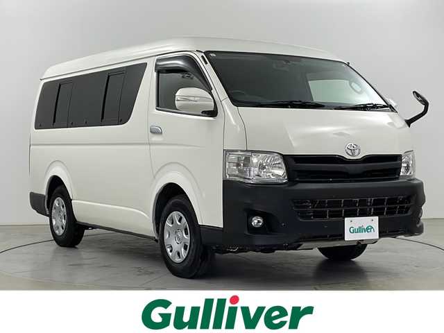 トヨタ ハイエース DX ロング 道央・札幌 2014(平26)年 6.6万km ホワイト ・４WD　/・社外カロッツェリアナビ　/・DVD.CD.SD。ワンセグ/・バックカメラ/・左パワースライドドア/・10人乗り/・社外オーバーフェンダー/・社外ドア　ミラーウィンカー/・リアエアコン　/　リアヒーター/・車内照明　LED球/・ETC