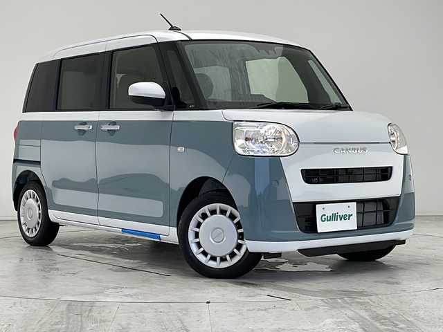 ダイハツ ムーヴ キャンバス ストライプス X 愛知県 2025(令7)年 0.1万km未満 シャイニングホワイトパール/レイクブルーメタリック 届出済未使用車/衝突軽減システム/純正ＳＤナビ/フルセグ/CD/DVD/Bluetooth/コーナーセンサー/両側パワースライドドア/オートマチックハイビーム/ステアリングスイッチ/スマートキー/プッシュスタート