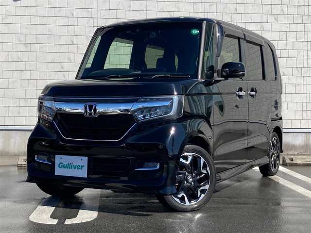 ホンダ Ｎ ＢＯＸ カスタム G L ターボ ホンダセンシング 静岡県 2018(平30)年 8.5万km クリスタルブラックパール Honda SENSING/社外メモリーナビ(CN-RE04D)/　AM FM CD DVD Bluetooth USB SD/ビルトインETC/ドライブレコーダー/LEDオートヘッドライト/レーダークルーズコントロール/ハーフレザーシート/両側パワースライドドア/革巻きステアリング/スマートキー＆プッシュスタート/パドルシフト/フルセグTV/バックモニター