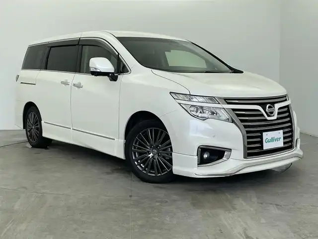 日産 エルグランド 250HWS アーバンクロム 富山県 2016(平28)年 3.4万km ブリリアントホワイトパール 純正ナビ（AM/FM/DVD/BT/ワンセグ）/全方位カメラ/ETC/両側パワースライドドア/パワーバックドア/ハーフレザーシート/クルーズコントロール/横滑り防止装置/純正アルミホイール/純正フロアマット/オートLEDライト/フォグライト/ステアリングスイッチ/スマートキー