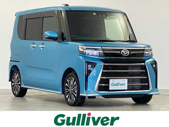 ダイハツ タント カスタム RS 岐阜県 2023(令5)年 1.4万km ターコイズブルーマイカメタリック 純正9インチディスプレイオーディオ/（Bluetooth/HDMI/AppleCarPlay）/スマートアシストIII/全方位カメラ/ステアリングスイッチ/両側パワースライドドア/リアサイドシェード/ハーフレザーシート/前方ドライブレコーダー/純正オーバヘッドコンソール/前席シートヒーター/スマートキー/スペアキー