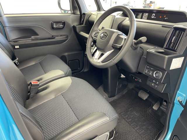 ダイハツ タント カスタム RS 岐阜県 2023(令5)年 1.4万km ターコイズブルーマイカメタリック 純正9インチディスプレイオーディオ/（Bluetooth/HDMI/AppleCarPlay）/スマートアシストIII/全方位カメラ/ステアリングスイッチ/両側パワースライドドア/リアサイドシェード/ハーフレザーシート/前方ドライブレコーダー/純正オーバヘッドコンソール/前席シートヒーター/スマートキー/スペアキー