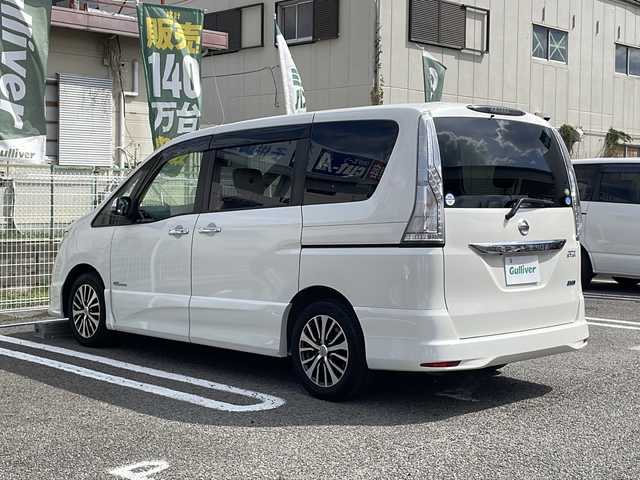 日産 セレナ ハイウェイスター Sハイブリッド 兵庫県 2014(平26)年 5.8万km ブリリアントホワイトパール ワンオーナー/エマージェンシーブレーキ/LDW(車線逸脱警報)/純正ナビ/フルセグTV/Bluetooth/バックカメラ/ETC/パワースライドドア/純正16インチAW/オートライト/オートエアコン/リアオートエアコン/インテリジェントキー/プッシュエンジンスターター/クルーズコントロール/取扱説明書・保証書.・スペアキー