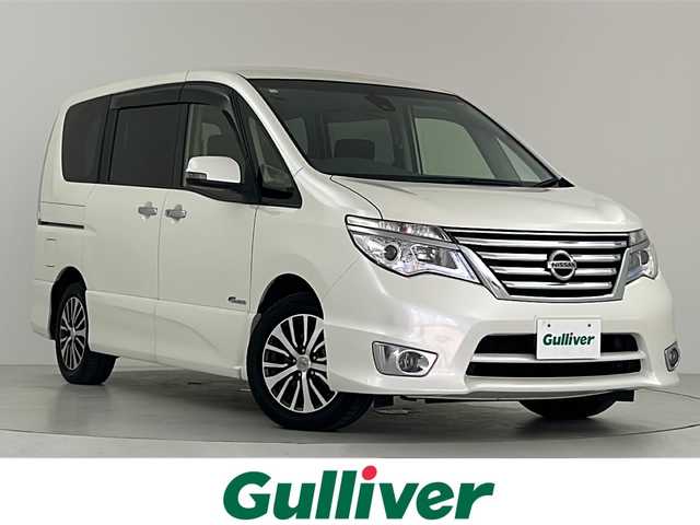 日産 セレナ ハイウェイスター Sハイブリッド 大阪府 2014(平26)年 5.8万km ブリリアントホワイトパール エマージェンシーブレーキ/純正ナビ/　（フルセグTV/Bluetooth）/バックカメラ/パワースライドドア/クルーズコントロール/ハロゲンヘッドライト/オートライト/純正16インチAW/LDW(車線逸脱警報)/ETC/インテリジェントキー/プッシュエンジンスターター/オートエアコン/リアオートエアコン