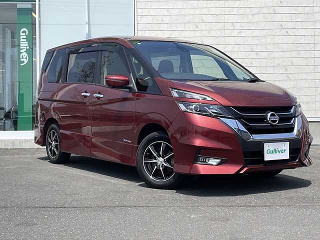 日産 セレナ ハイウェイスター Vセレクション 岩手県 2018(平30)年 7.2万km マルーンレッド 純正SDナビ/AM/FM/CD/Bluetooth/ワンセグTV/アラウンドビューモニター/社外ETC/両側パワースライドドア/クルーズコントロール/衝突被害軽減ブレーキ/横滑り防止装置/コーナーセンサー/アイドリングストップ/オートライト/LEDヘッドライト/フォグランプ/スマートキー/プッシュスタート/電動格納ミラー/社外15インチAW/純正AWスタッドレスタイヤ車載/純正フロアマット/ドアバイザー/保証書/取扱説明書