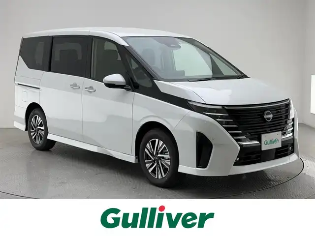 日産 セレナ e－パワー ハイウェイスター V 兵庫県 2025(令7)年 0.1万km未満 プリズムホワイト 純正メモリナビ/（Bluetooth/フルセグTV/USB/HDMI）/純正ディスプレイオーディオ/アラウンドビューモニター/プロパイロット/アダクティブクルーズコントロール/ブラインドスポットモニター/エマージェンシーブレーキ/インテリジェントルームミラー/横滑り防止装置/盗難防止装置/カーテンエアバッグ/クルーズコントロール（前後）/両側パワースライドドア/ビルトインETC2.0/LEDヘッドライト/LEDフォグランプ/オートライト/オートマチックハイビーム/純正ドライブレコーダー/スマートキー/スペアキー1本/3列シート