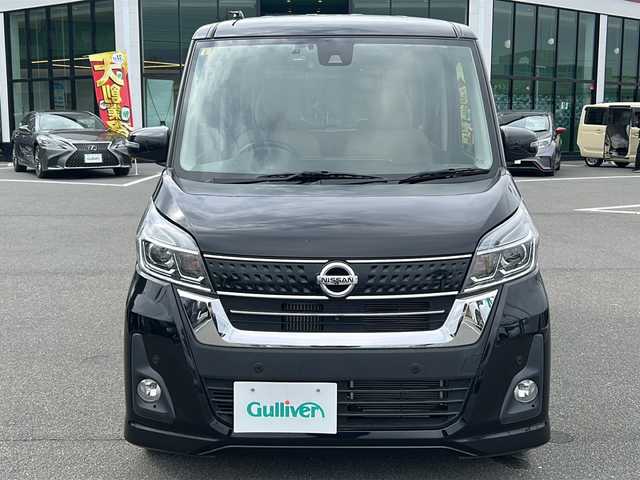 日産 デイズ ルークス ハイウェイスター Gターボ 長野県 2018(平30)年 2.7万km ブラック ターボ/７インチ純正ナビ/Bluetooth Audio/両側パワースライド/ＥＴＣ/全周囲カメラ/バックカメラ/クルーズコントロール/コーナーセンサー前後/ステアリングスイッチ/純正フロアマット/プッシュスタート/ＬＥＤヘッドライト/オートライト/オートマチックハイビーム/フォグランプ/ドアバイザー/スマートキー/後席ロールサンシェード/後席用テーブル ドリンクホルダー/横滑り防止機能/盗難防止機能