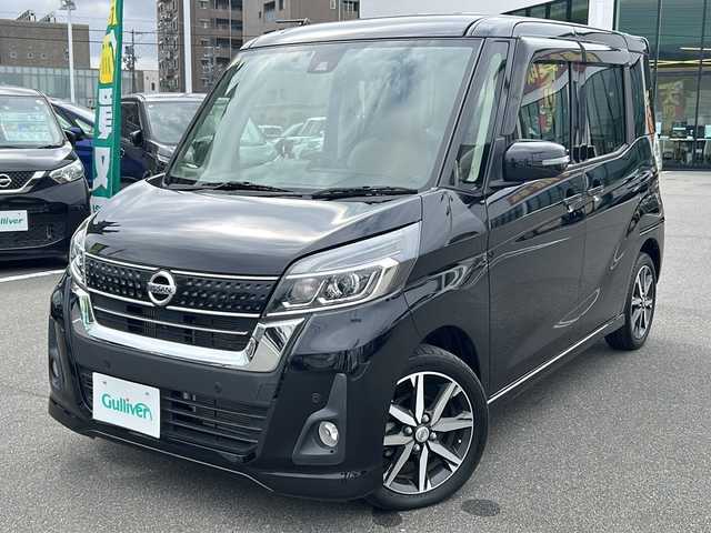 日産 デイズ ルークス ハイウェイスター Gターボ 長野県 2018(平30)年 2.7万km ブラック ターボ/７インチ純正ナビ/Bluetooth Audio/両側パワースライド/ＥＴＣ/全周囲カメラ/バックカメラ/クルーズコントロール/コーナーセンサー前後/ステアリングスイッチ/純正フロアマット/プッシュスタート/ＬＥＤヘッドライト/オートライト/オートマチックハイビーム/フォグランプ/ドアバイザー/スマートキー/後席ロールサンシェード/後席用テーブル ドリンクホルダー/横滑り防止機能/盗難防止機能