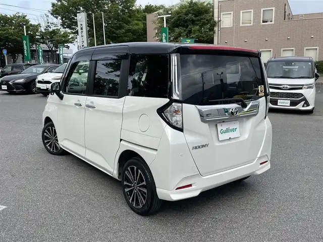 トヨタ ルーミー カスタムG－T 鳥取県 2021(令3)年 2.5万km ブラックマイカメタリック/パールホワイト2トーン ツートンルーフ/スマートアシスト/純正9型ナビ【NSZT-Y68T】/・フルセグ/・CD/DVD/・Bluetooth/パノラミックビューモニター/両側電動スライドドア/ETC/スマートキー/プッシュスタート/前席シートヒーター/純正エアロ/純正AW/ターボ/ABS/クリアランスソナー/オートライト/LEDヘッドライト/Wエアバック