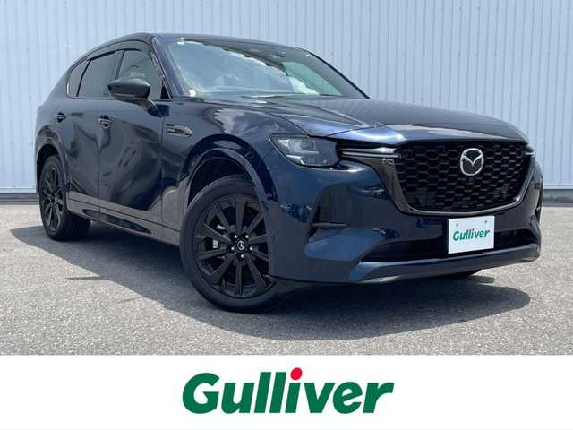 マツダ ＣＸ－６０ XD HV プレミアムスポーツ 滋賀県 2023(令5)年 2.7万km ディープクリスタルブルーマイカ 純正ナビ/（Ｂｌｕｅｔｏｏｔｈ　フルセグ　ＨＤＭＩ）/全方位カメラ/ＥＴＣ/追従クルコン/ＢＳＭ/衝突軽減ブレーキ/レーンキープ/テレスコピックステアリング　/半茶革シート/パワーシート/シートヒーター/エアシート/後両サイドシートヒーター/ステアリングヒーター/前後ドラレコ/パワーバックドア/ＢＯＳＥスピーカー/LEDヘッドライト/フォグライト