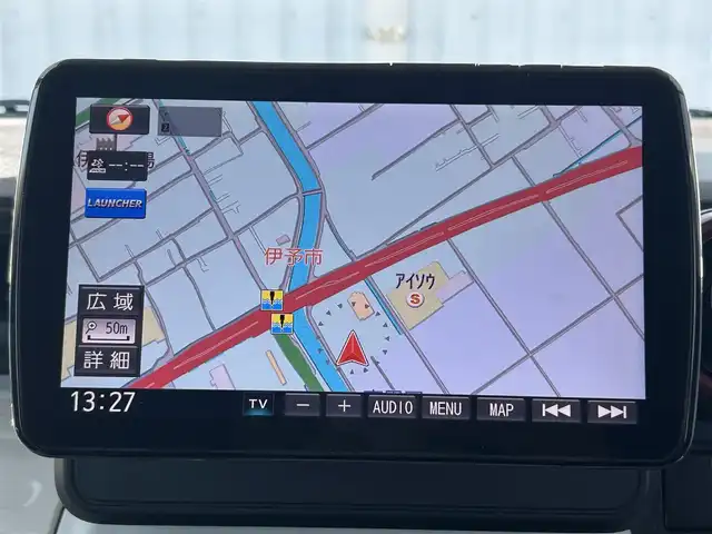 スズキ スペーシア HYBRID G 愛媛県 2019(平31)年 5.1万km ブルーイッシュブラックパール3 コーナーセンサー/ETC/Bluetooth/CD/Blu-ray/DVD/フルセグTV/前方ドラレコ/両側スライド/ベンチシート/社外アルミホイール/オートライト/レーンキープアシスト/スマートキー/スペアキー/アイドリングストップ/パワーステアリング/パワーウィンドウ
