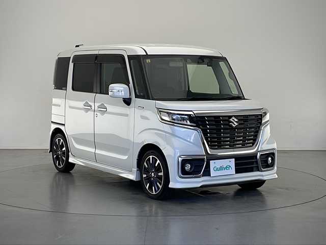スズキ スペーシア カスタム HYBRID XS ターボ 長野県 2020(令2)年 4.3万km ピュアホワイトP スズキレーダーサポート/純正8インチナビ（フルセグ/DVD/CD/BT）/バックカメラ/両側パワースライド/リアサーキュレーター/ETC/社外エンジンスターター/前後ドライブレコーダー/純正15インチAW/リアサンシェード/LEDヘットライト/LEDフォグランプ/オートライト/リアコーナーセンサー/純正フロアマット/スペアーキー/車両取扱説明書/保証書