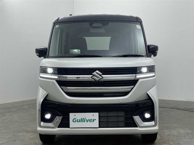 スズキ スペーシア カスタム HYBRID XS 岡山県 2025(令7)年 0.1万km未満 ピュアホワイトパール/ブラック2トーン 登録済未使用車/スズキセーフティーサポート/　・デュアルセンサーブレーキサポートII/　・車線維持支援機能/　・アダプティブクルーズコントロール/　・誤発進抑制機能/　・ヘッドアップディスプレイ/　・発進お知らせ機能/　・ハイビームアシスト/純正10インチメモリーナビ/【Carplay/Bluetooth/フルセグTV/HDMI】/LEDヘッドライト＆LEDフォグランプ/前席シートヒーター/ステアリングヒーター/ISOFIX/リアサーキュレーター/後席サンシェイド/ステアリングスイッチ