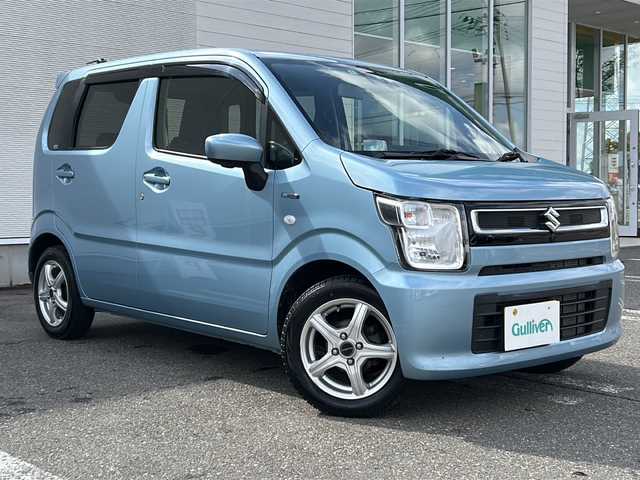 スズキ ワゴンＲ HYBRID FX 秋田県 2018(平30)年 1.9万km フィズブルーパールメタリック 純正メモリナビ/純正BT、CD、DVD、フルセグTV/バックカメラ、全方位カメラ/ドライブレコーダー/社外14インチAW/スペアキー/４WD