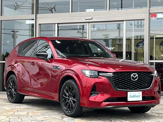 マツダ ＣＸ－６０ XD HV エクスクルーシブスポーツ 静岡県 2023(令5)年 1.7万km ソウルレッドクリスタルM 純正ナビ/・AM/FM/・Bluetooth/・USB/・TV/・HDMI/・Apple CarPlay/・Android Auto/メーカーオプション/ドライバー・パーソナライゼーション・システムパッケージ/パノラマサンルーフ/主要装備/・ＢＯＳＥサウンドシステム/・追従機能付クルコン/・全方位カメラ/・パワーバックドア/・ＥＴＣ/・リアフォグランプ/・前後ドラレコ/・パワーシート/・シートヒーター＆ベンチレーション/・本革シート(黒)/・純正２０インチアルミ/・i-stop/・TCS/・コーナーセンサー/・AC100V/150W電源/・BSM/・ヘッドアップディスプレイ/・電動チルト＆テレスコピックステアリング/・ヒルディセントコントロール/・スマートブレーキサポート