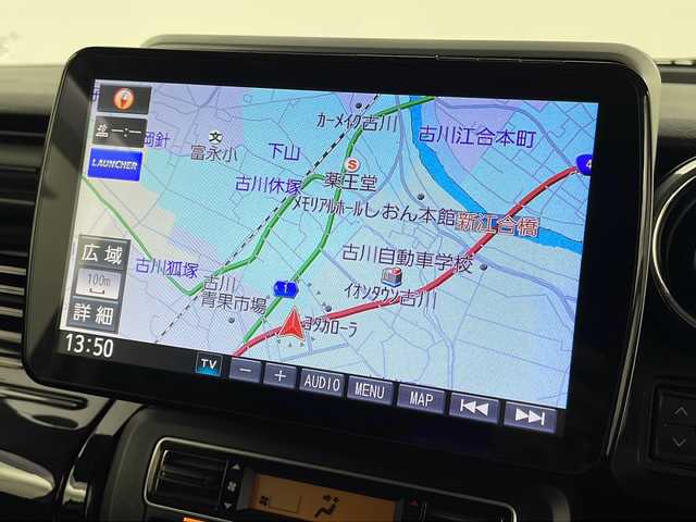 スズキ スペーシア カスタム HYBRID XS ターボ 宮城県 2019(令1)年 3.9万km ピュアホワイトパール/ブラック2トーン ワンオーナー/禁煙車/両側パワースライドドア/ハーフレザーシート/全方位カメラ/スズキセーフティサポート/・デュアルセンサーブレーキサポート/・車線維持支援機能/・ヘッドアップディスプレイ/・コーナーセンサー（リア）/社外フローティングナビ/・CD・DVD・BT・SD・USB・ipod/LEDヘッドライト/LEDフォグライト/D席シートヒーター/ステアリングスイッチ/パドルシフト/純正フロアマット/純正ドアバイザー/純正15インチアルミホイール/アイドリングストップ/プッシュスタート/スマートキー/ロールサンシェード