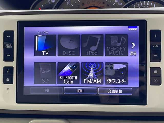 ダイハツ ムーヴ キャンバス G メイクアップ リミテッド　SAⅢ 宮城県 2018(平30)年 4.4万km パールホワイトⅢ/ナチュラルベージュマイカメタリック 2トーン 両側パワースライドドア/純正ナビ/(CD/DVD/iPod/SD/AM/FM/USB/HDMI)/フルセグTV/Bluetooth/全方位カメラ/バックカメラ/ETC/前方ドライブレコーダー/プッシュスタート/スマートキー/スペアキー/オートライト/オートマチックハイビーム/LEDヘッドライト/フォグランプ/ヘッドライトレベライザー/ドアバイザー/純正フロアマット