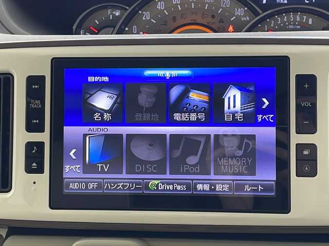 ダイハツ ムーヴ キャンバス G メイクアップ リミテッド　SAⅢ 宮城県 2018(平30)年 4.4万km パールホワイトⅢ/ナチュラルベージュマイカメタリック 2トーン 両側パワースライドドア/純正ナビ/(CD/DVD/iPod/SD/AM/FM/USB/HDMI)/フルセグTV/Bluetooth/全方位カメラ/バックカメラ/ETC/前方ドライブレコーダー/プッシュスタート/スマートキー/スペアキー/オートライト/オートマチックハイビーム/LEDヘッドライト/フォグランプ/ヘッドライトレベライザー/ドアバイザー/純正フロアマット