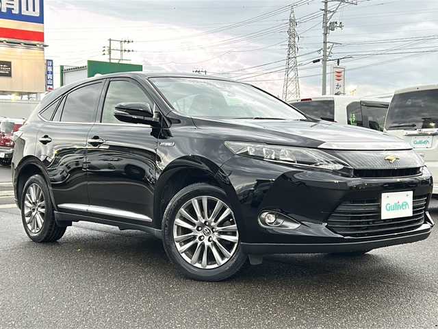 トヨタ ハリアー ハイブリッド プレミアム 秋田県 2015(平27)年 5.4万km 黒 社外SDナビ/社外BT、CD、DVD/フルセグTV/純正18インチAW/前後ドライブレコーダー/バックカメラ/サンルーフ/４WD/スペアキー