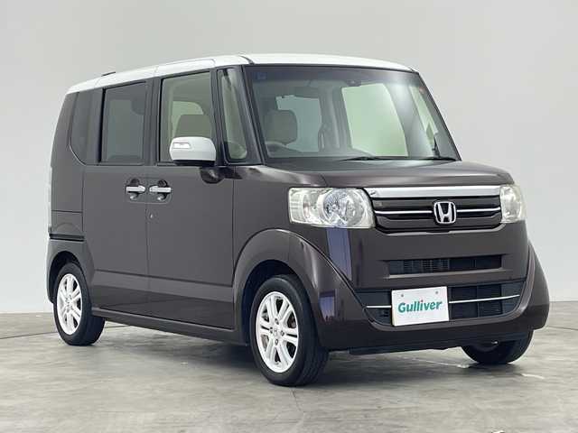 ホンダ Ｎ ＢＯＸ 2トーン G Lパッケージ 群馬県 2015(平27)年 5.2万km プレミアムディープモカパール 禁煙車　純正ナビ　バックカメラ　両側パワースライドドア　横滑り防止　アイドリングストップ　スマートキー　プッシュスタート　スペアキー　オートライト　オートエアコン　純正アルミホイール　電動格納ミラー