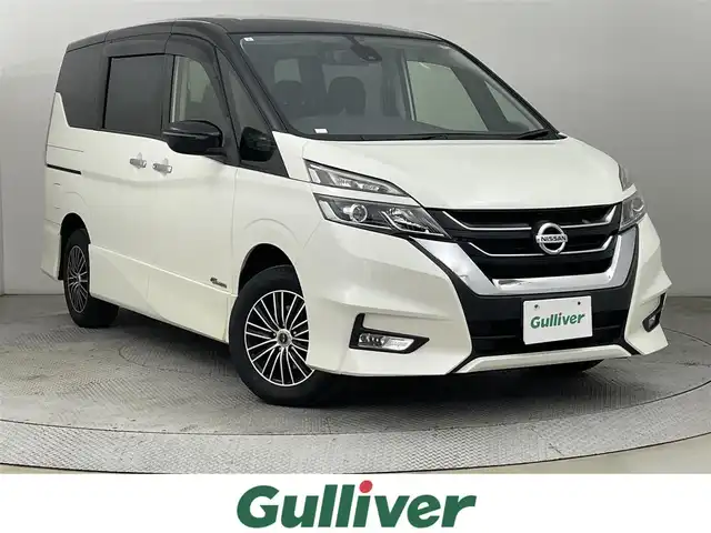 日産 セレナ ハイウェイスター 道央・札幌 2017(平29)年 7万km ブリリアントホワイトパール 2トーン ・４WD/・純正9インチナビ/　CD/DVD/SD/BT/フルセグ/・純正フリップダウンモニター/・バックカメラ/・ETC/・エマージェンシーブレーキ/・レーンキープアシスト/・クルーズコントロール/・ハンズフリー両側パワースライドドア/・LEDヘッドライト/・フォグライト/・オートライト/・プッシュスタート/・スマートキー/・純正フロアマット/・ドアバイザー