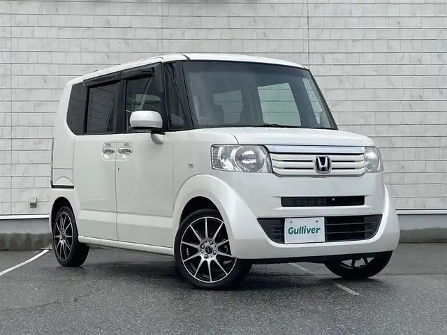 ホンダ Ｎ ＢＯＸ G Lパッケージ 富山県 2012(平24)年 7.1万km プレミアムホワイトパール ワンオーナー/４ＷＤ/社外SDナビ/フルセグＴＶ／Ｂｌｕｅｔｏｏｔｎ/バックカメラ/スマートキー２本/プッシュスタート/ドライブレコーダー/純正ＡＷ付スタッドレス積込/ステアリングスイッチ/LEDヘッドライト/ベンチシート/社外AW16インチ/Wエアバック/ABS/保証書／取説有り/両側パワースライドドア