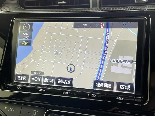 トヨタ アクア クロスオーバー 群馬県 2017(平29)年 5万km ジュエリーパープルマイカM プリクラッシュブレーキ　純正９インチナビ　バックカメラ　ＬＥＤライト　オートハイビーム　ハーフレザーシート　純正１５インチアルミホイール　ステアリングリモコン　スマートキー　横滑り防止装置　禁煙車