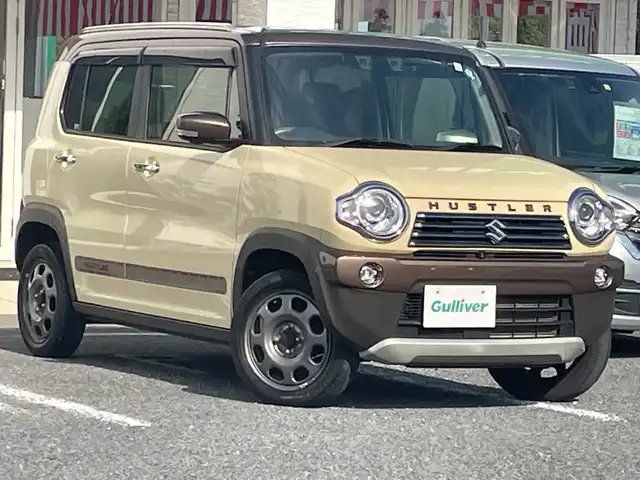 スズキ ハスラー ワンダラー 千葉県 2019(令1)年 3.5万km シフォンアイボリーメタリック/ウッディブラウン2トーンルーフ 特別仕様　ナビ　全方位カメラ　デュアルカメラブレーキサポート　ＢＴ　ＥＴＣ　ＵＳＢ　シートヒーター ステアスイッチ スマートキー ルーフレール シフォンアイボリーツートン HID オートライト