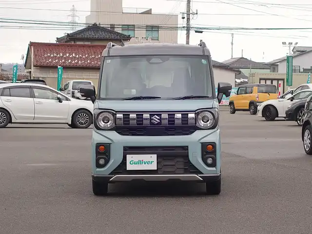 スズキ スペーシア ギア HYBRID XZ 山形県 2024(令6)年 0.1千km オフブルーメタリック/ガンメタリック2トーンルーフ 4WD/デュアルセンサーブレーキサポートII/両側パワースライドドア/レーダークルーズコントロール/LEDオートライト/シートヒーター/純正14インチアルミホイール/アイドリングストップ/コーナーセンサー/ステアリングスイッチ/ステアリングヒーター/ヘッドアップディスプレイ/電動格納ウィンカーミラー/フォグランプ/ルーフレール/スマートキー