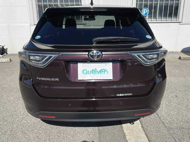 トヨタ ハリアー エレガンス 富山県 2017(平29)年 7万km ブラキッシュレッドマイカ ワンオーナー/スマートキー×２/ハーフレザーシート/ALPINE製9インチメモリーナビ(EX9V)/DVD/MSV/BT/フルセグTV/バックカメラ/9インチフリップダウンモニター(PXH9S-R)/ビルトインETC/ステアリングスイッチ/皮巻きステアリング/前後ドラレコ(ZDR-015)/パワーシート/クリアランスソナー/オートリトラミラー/レーダークルコン/純正17インチAW/横滑り防止装置/保証書・取説・ナビ取説