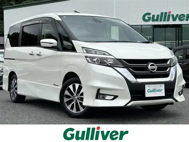 日産 セレナ ハイウェイスター Vセレクション 島根県 2017(平29)年 3.5万km ブリリアントホワイトパール 登録時走行距離34386km/純正ナビ/Bluetooth・AM・FM・CD・DVD/フルセグTV/両側パワースライドドア/ハンズフリーオートスライドドア/デジタルインナーミラー/アルパイン後席モニター/プロパイロット/レーダークルーズコントロール/前後コーナーセンサー/横滑り防止装置/衝突被害軽減ブレーキ/レーンキープアシスト/全周囲カメラ/ETC/社外ドライブレコーダー/プッシュスタート/スマートキー（×1）/純正AW16インチ/LEDヘッドライト/オートライト