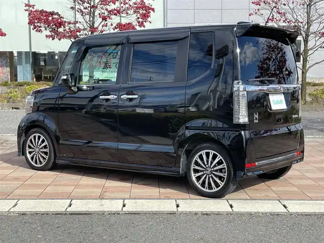 ホンダ Ｎ ＢＯＸ カスタム G ターボ Lパッケージ 福島県 2015(平27)年 7.6万km スマートブラック 純正ナビゲーション/型番：VXM-152VFi/【CD/DVD/SD/USB/BT/TV】/バックカメラ/ETC/両側電動スライドドア/前席シートヒーター/クルーズコントロール/パドルシフト/ステアリングリモコン/ドアハンドルプロテクター/HIDオートライト/シートバックテーブル/リアドアサンシェード/純正フロアマット/ドアバイザー