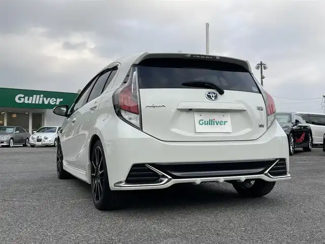 トヨタ アクア G G’s 千葉県 2016(平28)年 7.7万km ライムホワイトパールクリスタルシャイン プリクラッシュセーフティー/レーンキープアシスト/ALPINE8インチSDナビ【EX8V】/・CD/DVD/MSV/Bluetooth/フルセグ/バックカメラ/スマートキー/クルーズコントロール/専用ハーフレザーシート/専用17インチアルミホイール/純正LEDヘッドライト/フォグランプ/LEDビーム/オートマチックハイビーム/プッシュスタート/本革巻きステアリング/ドアバイザー/ETC/アイドリングストップ/新車時保証書＆取扱説明書