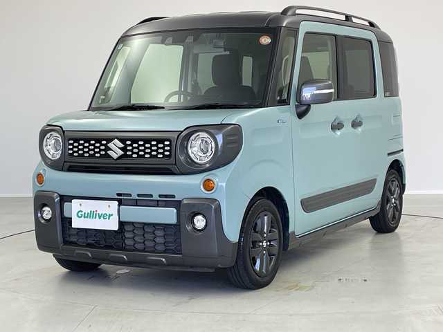 スズキ スペーシア ギア HYBRID XZターボ 茨城県 2022(令4)年 3.9万km オフブルーメタリック/ガンメタリック2トーンルーフ 純正ディスプレイオーディオ　バックモニター　衝突軽減ブレーキ　両側電動スライドドア　追従クルコン　シートヒーター　スマートキー　ドライブレコーダー　横滑り防止装置　ヘッドアップディスプレイ　禁煙車