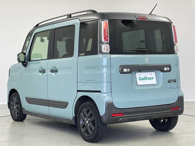 スズキ スペーシア ギア HYBRID XZターボ 茨城県 2022(令4)年 3.9万km オフブルーメタリック/ガンメタリック2トーンルーフ 純正ディスプレイオーディオ　バックモニター　衝突軽減ブレーキ　両側電動スライドドア　追従クルコン　シートヒーター　スマートキー　ドライブレコーダー　横滑り防止装置　ヘッドアップディスプレイ　禁煙車